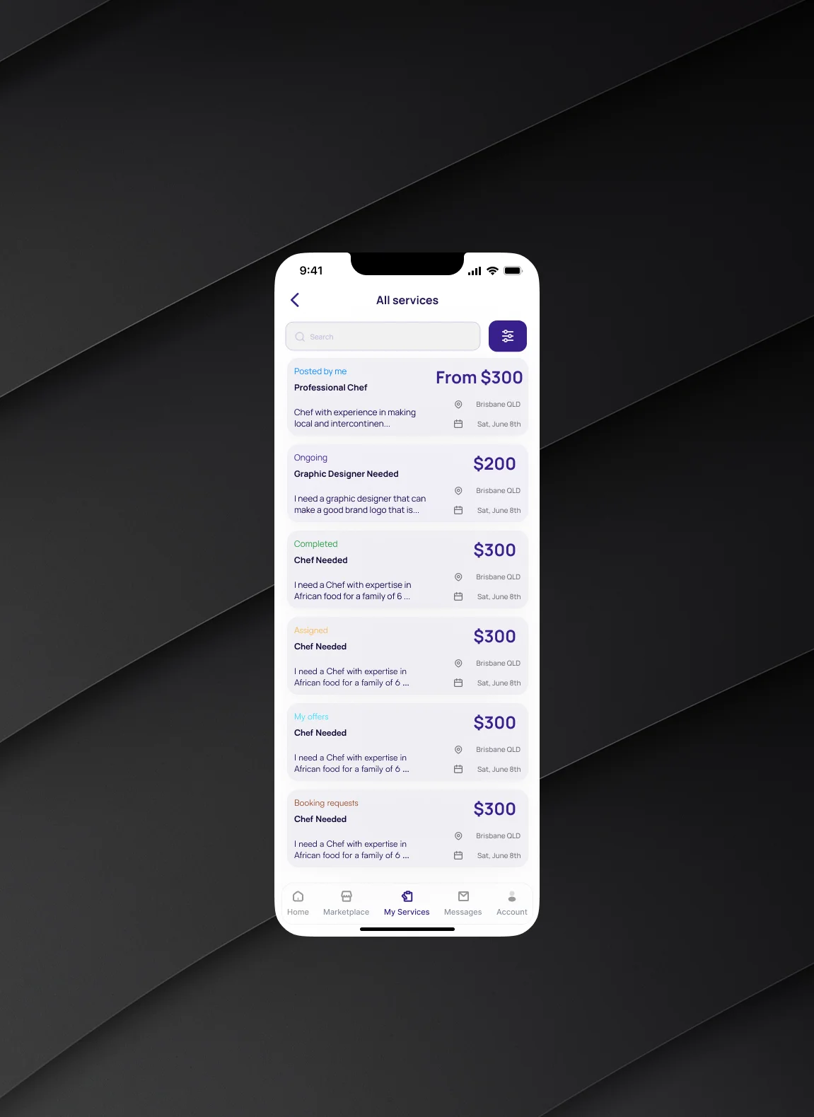 Task management screen