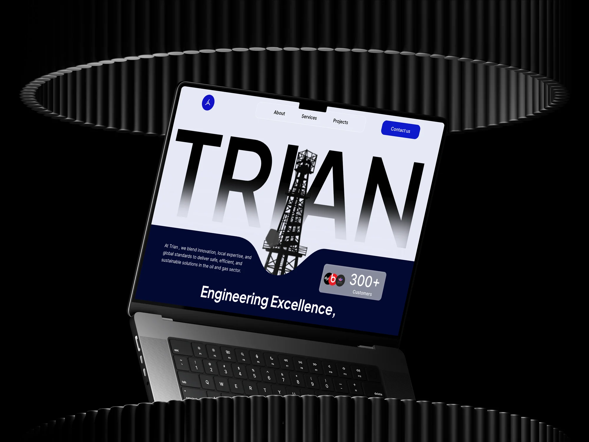 Trian Energy website homepage on a laptop