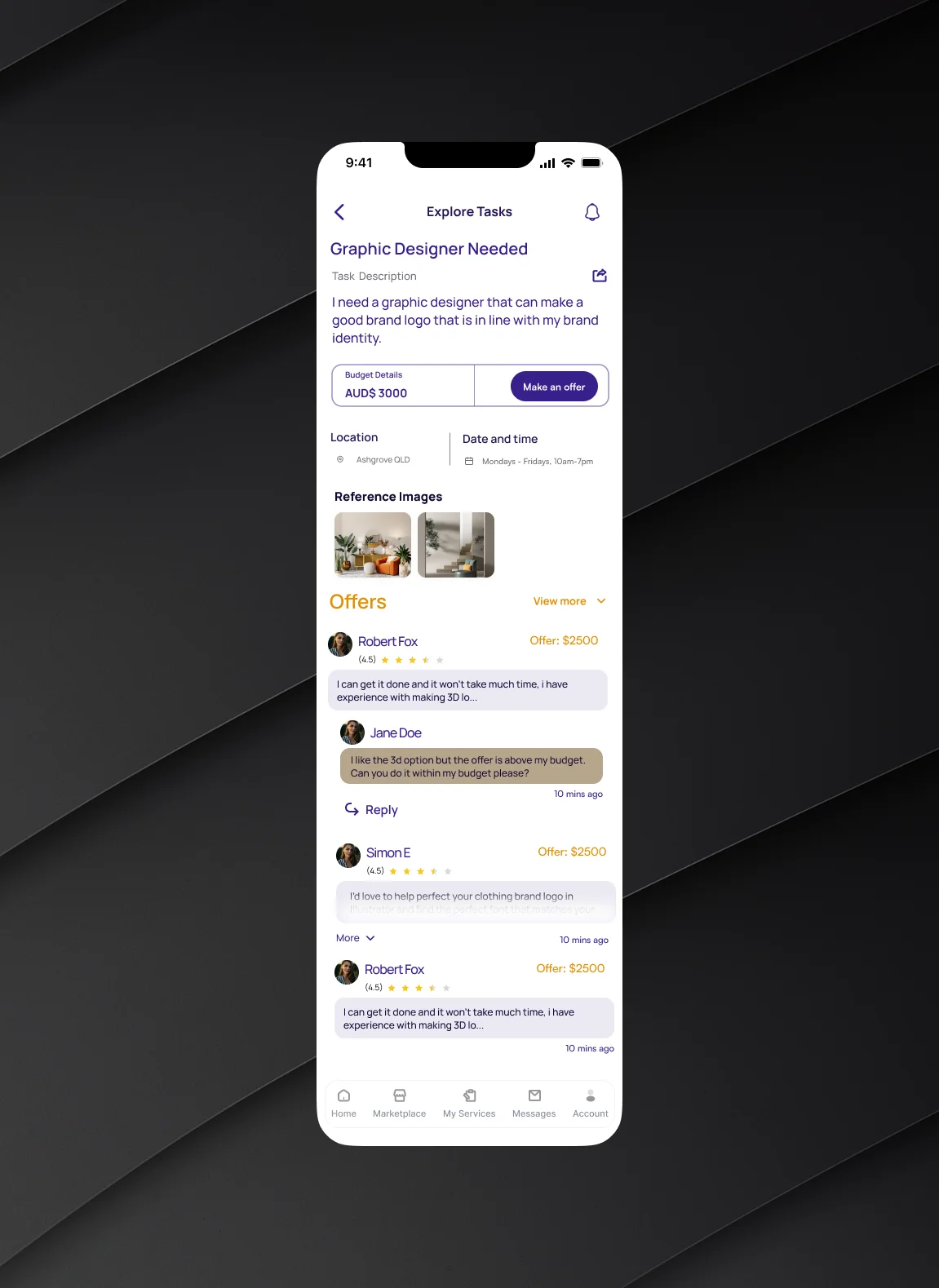 Make an offer screen